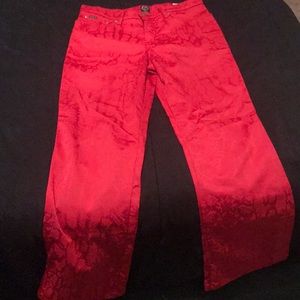 Red snake skin jeans
